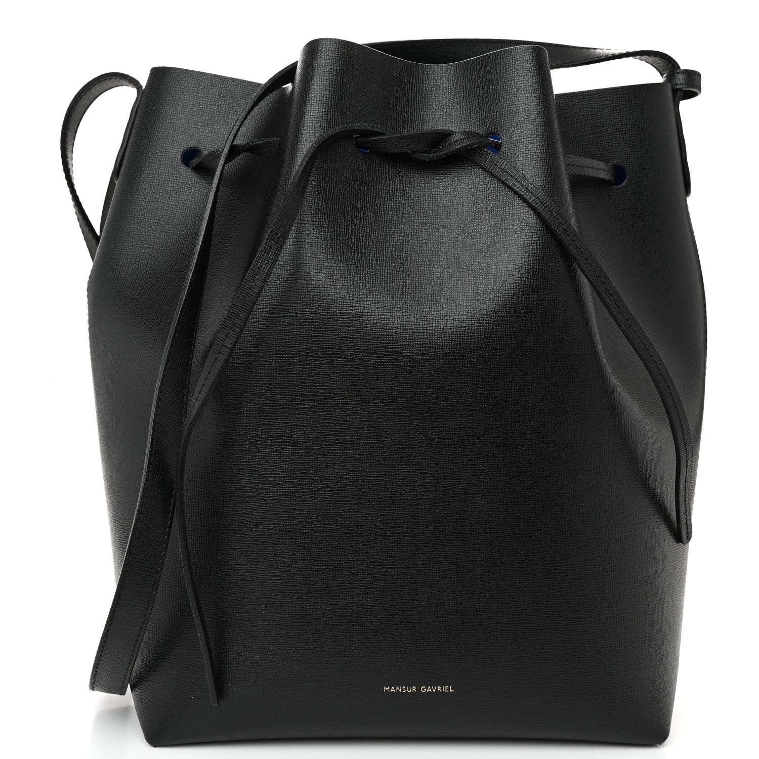 Mansur Gavriel Calfskin Mini Bucket Bag Black Royal Blu 9 of 12