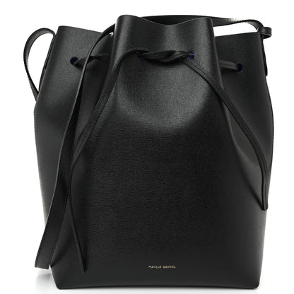 Mansur Gavriel Calfskin Mini Bucket Bag Black Royal Blu 9 of 12