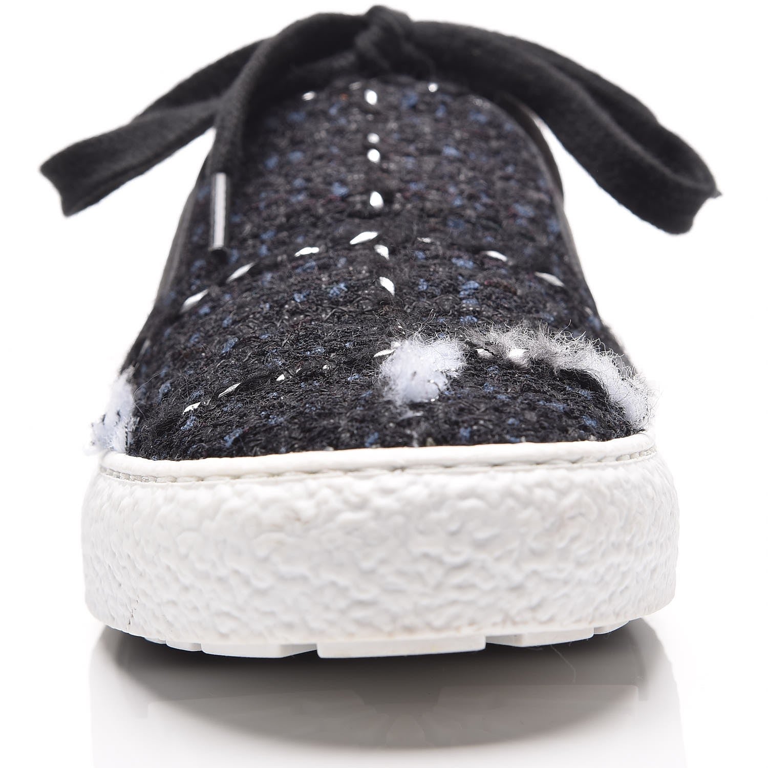 Chanel Suede Tweed Sneakers 38 Black 10 of 15