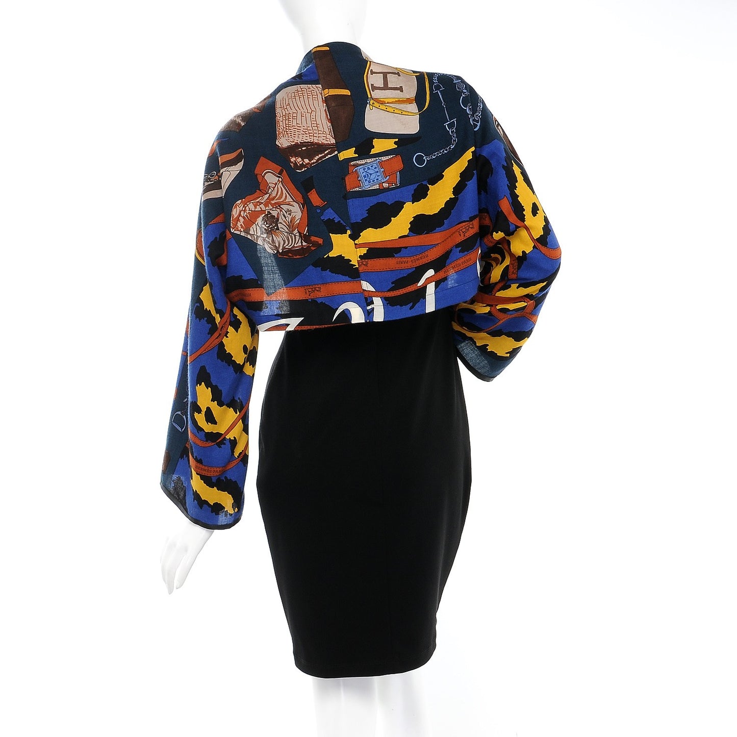 Cashmere Echarp A Manches Petit H Scarf Bleu Jaune Brun