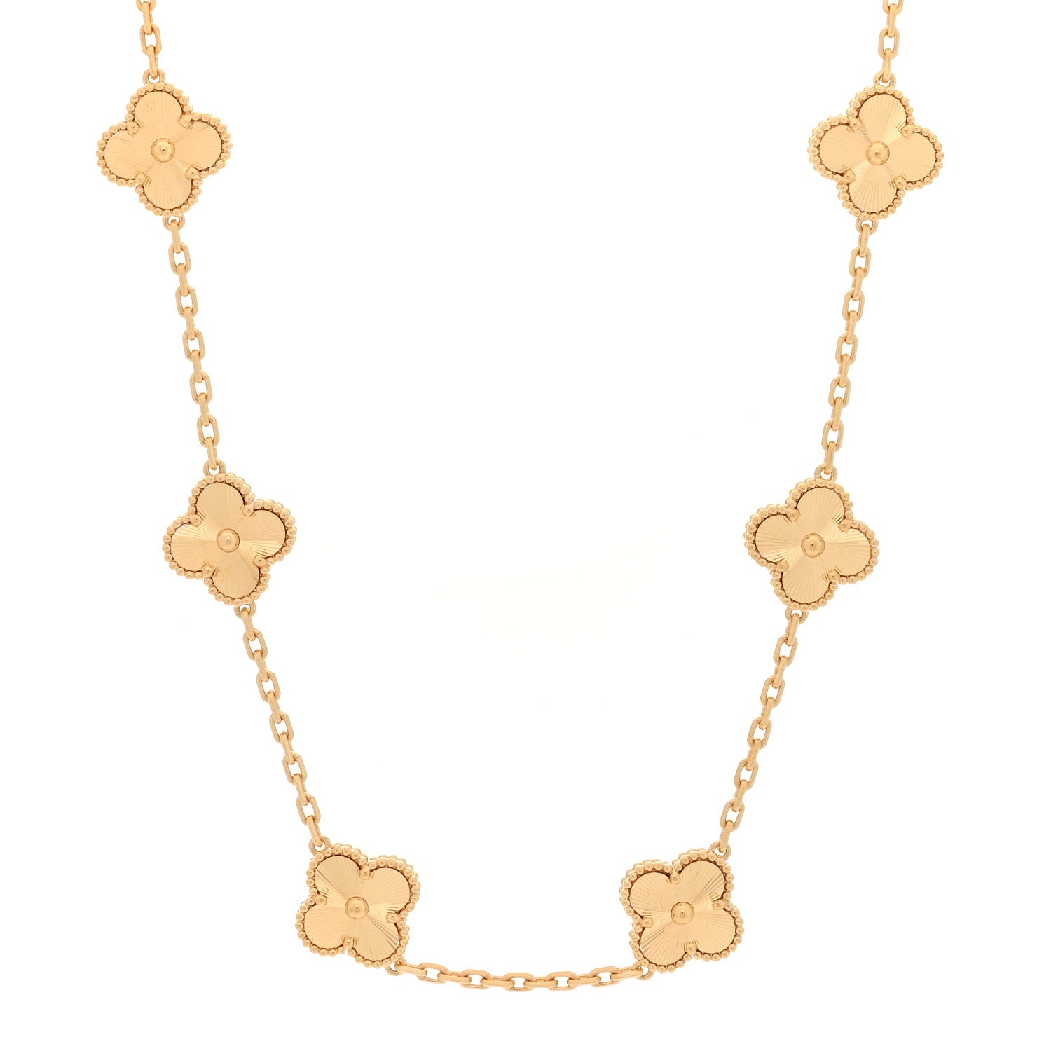 Van Cleef & Arpels 18K Yellow Gold 10 Motifs Guilloche Vintage Alhambra Necklace 1 of 4