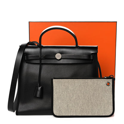 Hermes Toile H Berline Vache Hunter Herbag Zip PM 31 Black Ecru 13 of 13