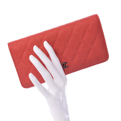 Chanel Iridescent Caviar Quilted Yen Wallet Coral Pink 1 of 10