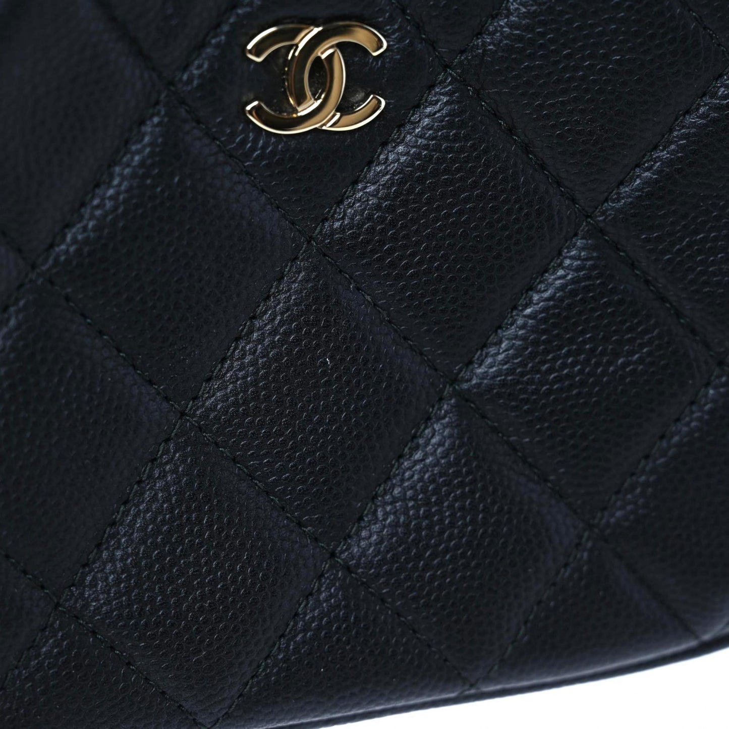 Caviar Quilted Small Curvy Pouch Cosmetic Case Black
