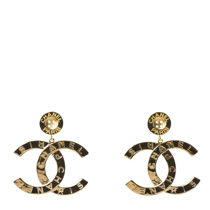 Chanel Metal Large Paris Button Earrings Gold 1 of 4
