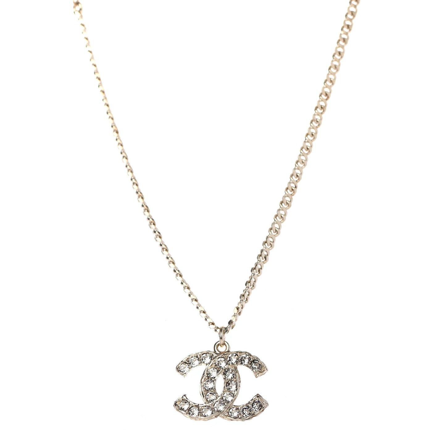 Crystal CC Pendant Necklace Gold