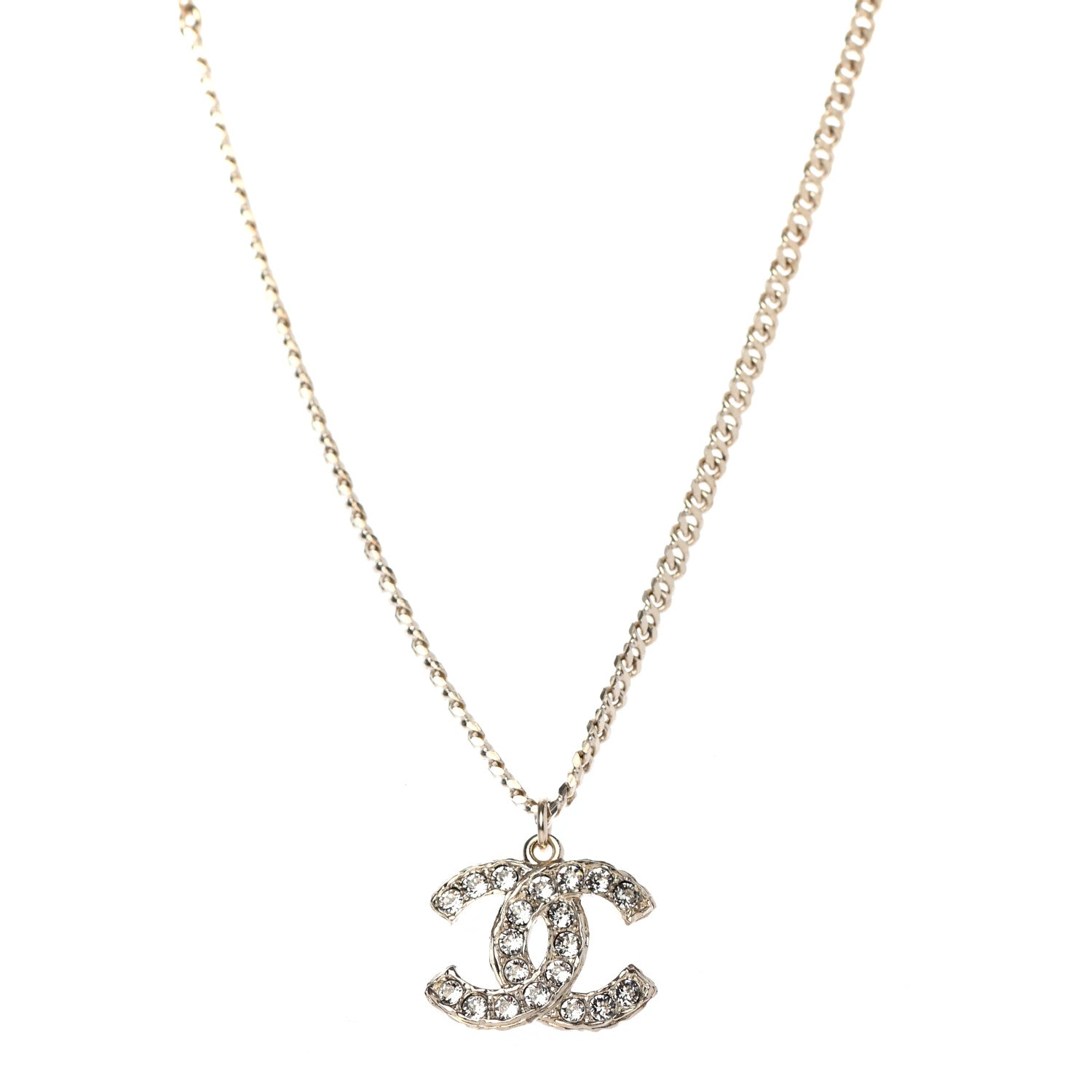 Chanel Crystal CC Pendant Necklace Gold 1 of 4