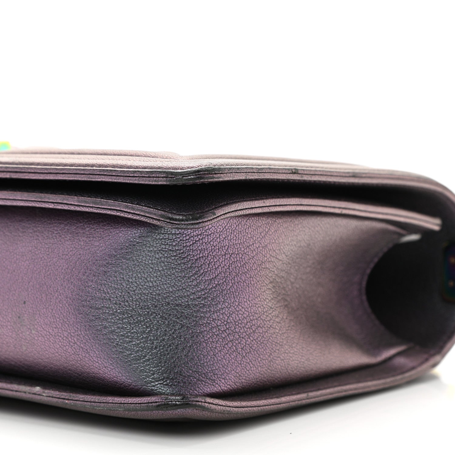 Chanel Iridescent Goatskin Quilted New Medium Boy Flap Purple 10 of 10