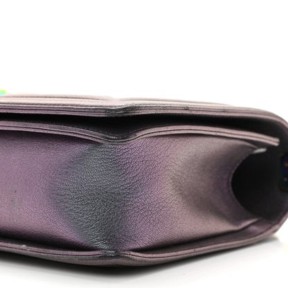 Chanel Iridescent Goatskin Quilted New Medium Boy Flap Purple 10 of 10