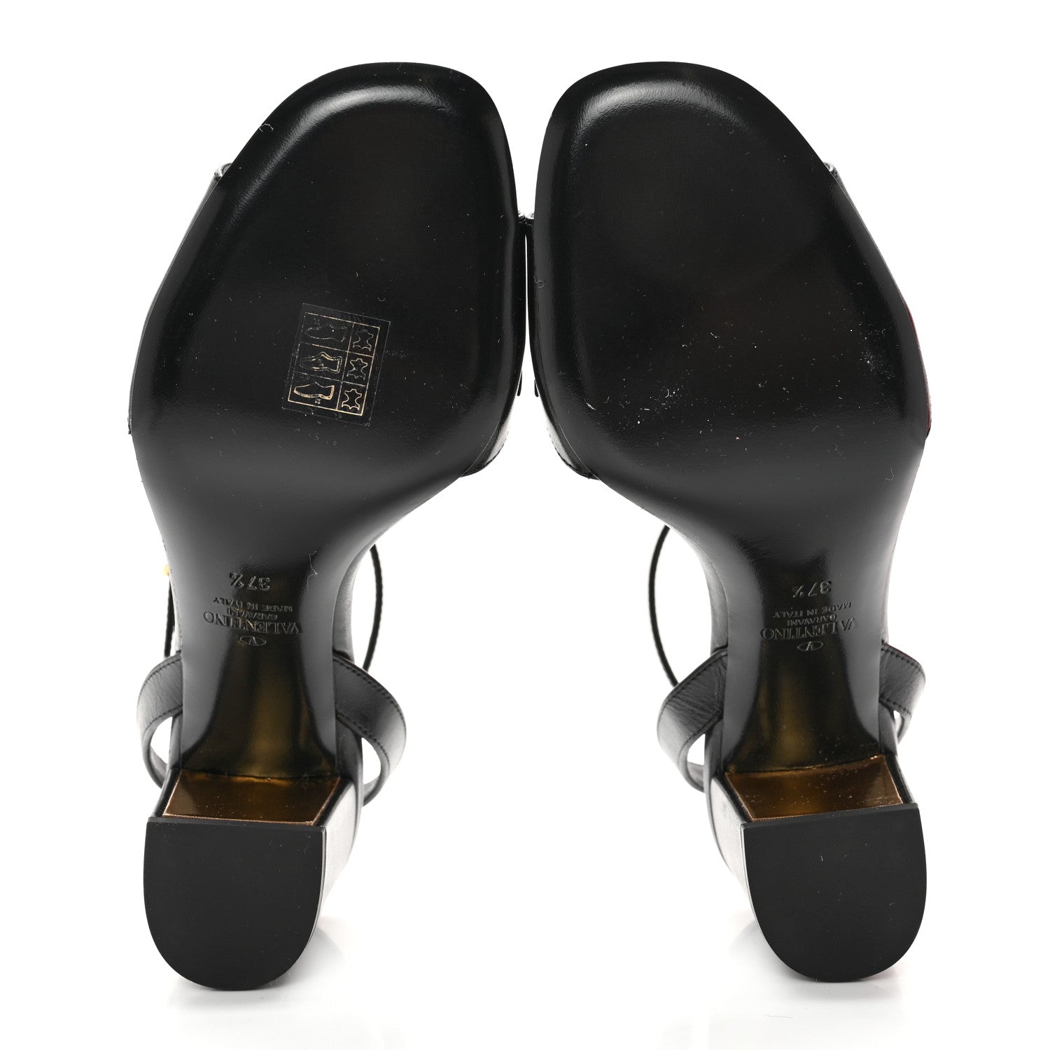 Valentino Garavani Calfskin VLogo Chain Sandals 37.5 Black 5 of 10