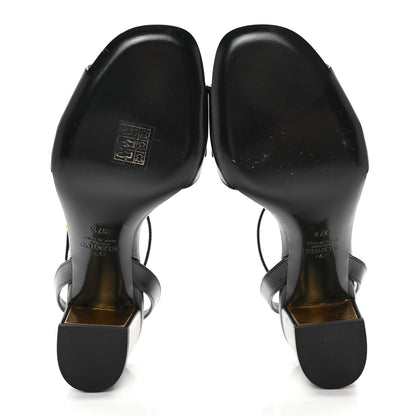 Valentino Garavani Calfskin VLogo Chain Sandals 37.5 Black 5 of 10