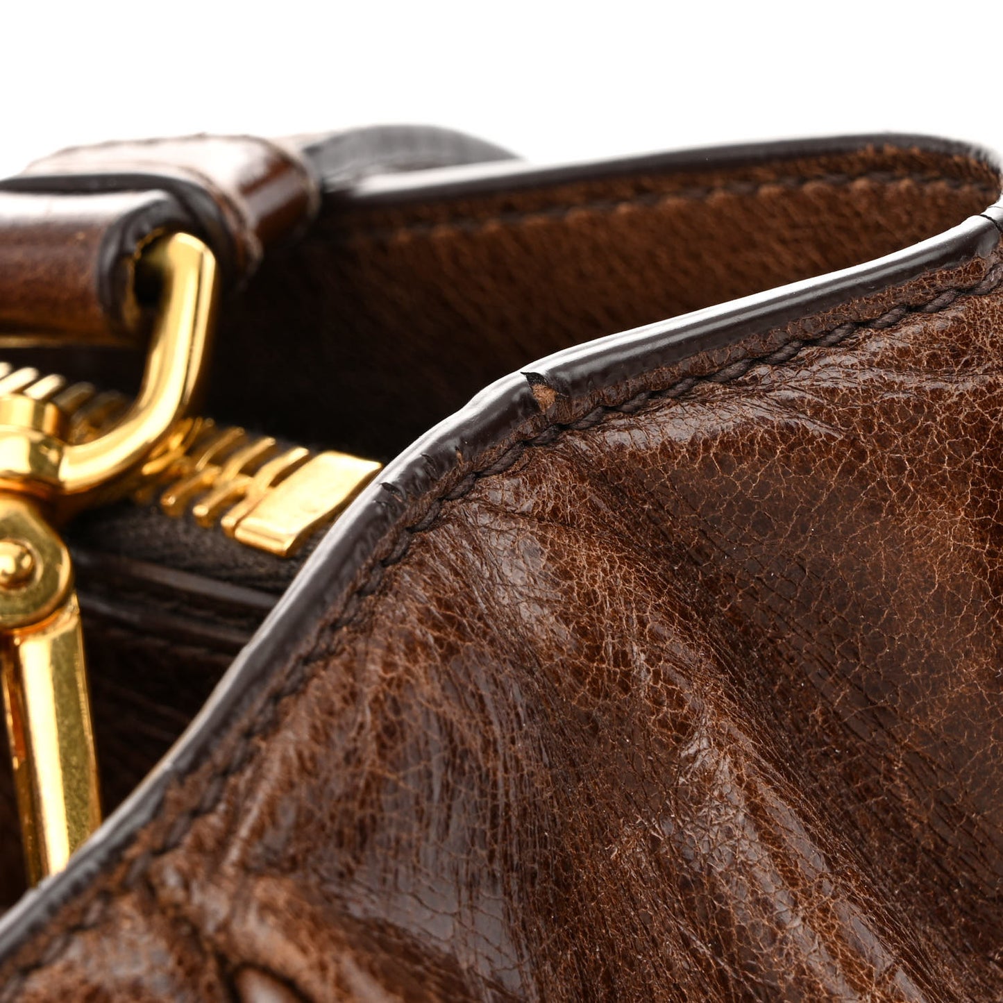Vitello Shine Shopping Satchel Bruciato
