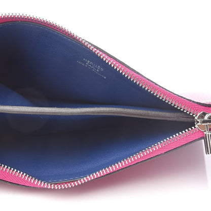 Hermes Evercolor Small Atout Pouch Rose Pourpre Bleu Saphir 5 of 7