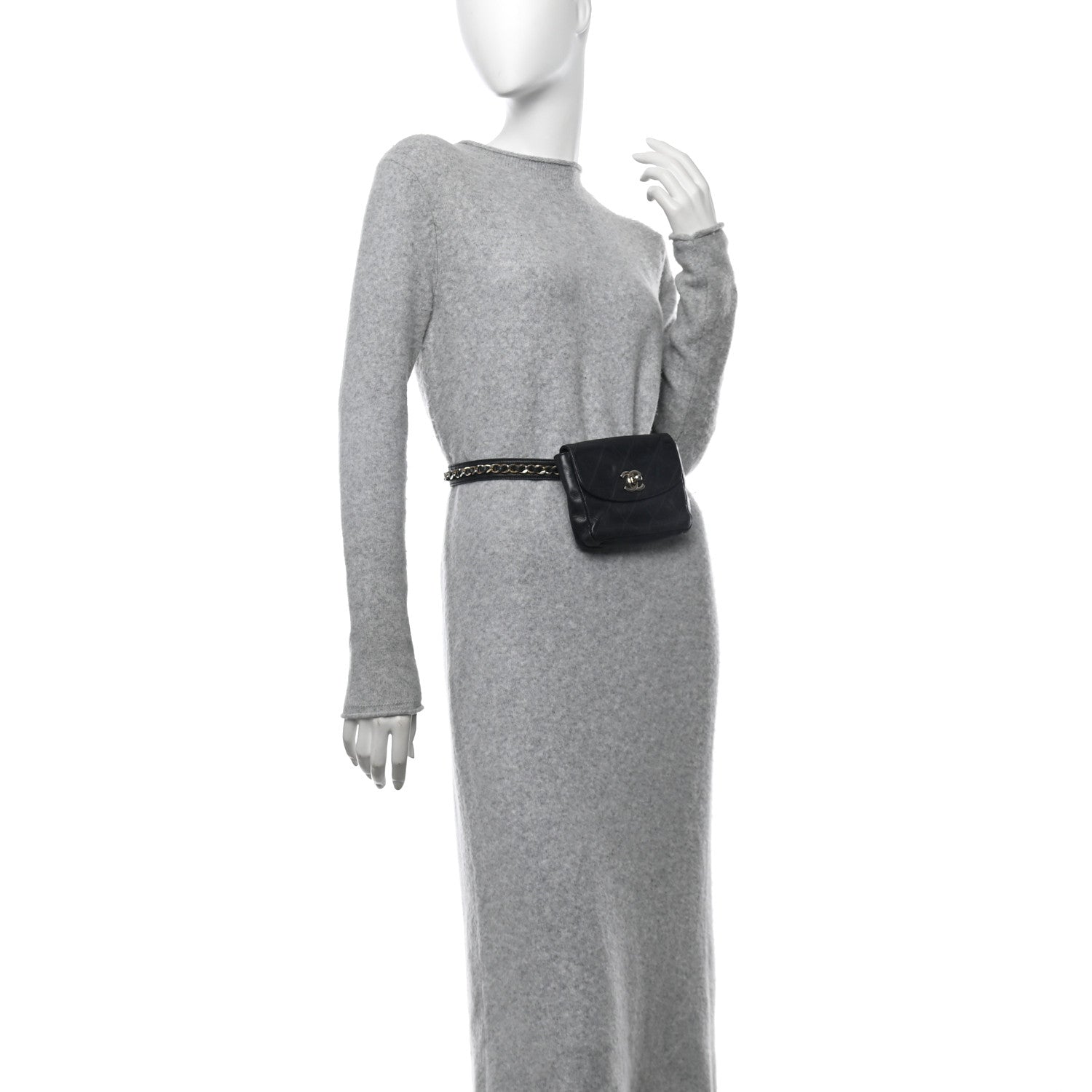 CHANEL ベルト 70/28 Chanel 2021 Black Calfskin Leather Strass CC Buckle Belt 70