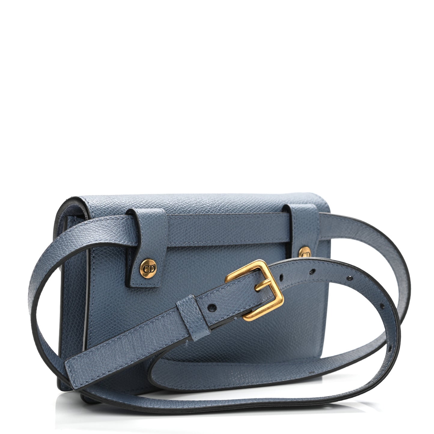 Grained Calfskin Saddle Belt Bag Denim Blue