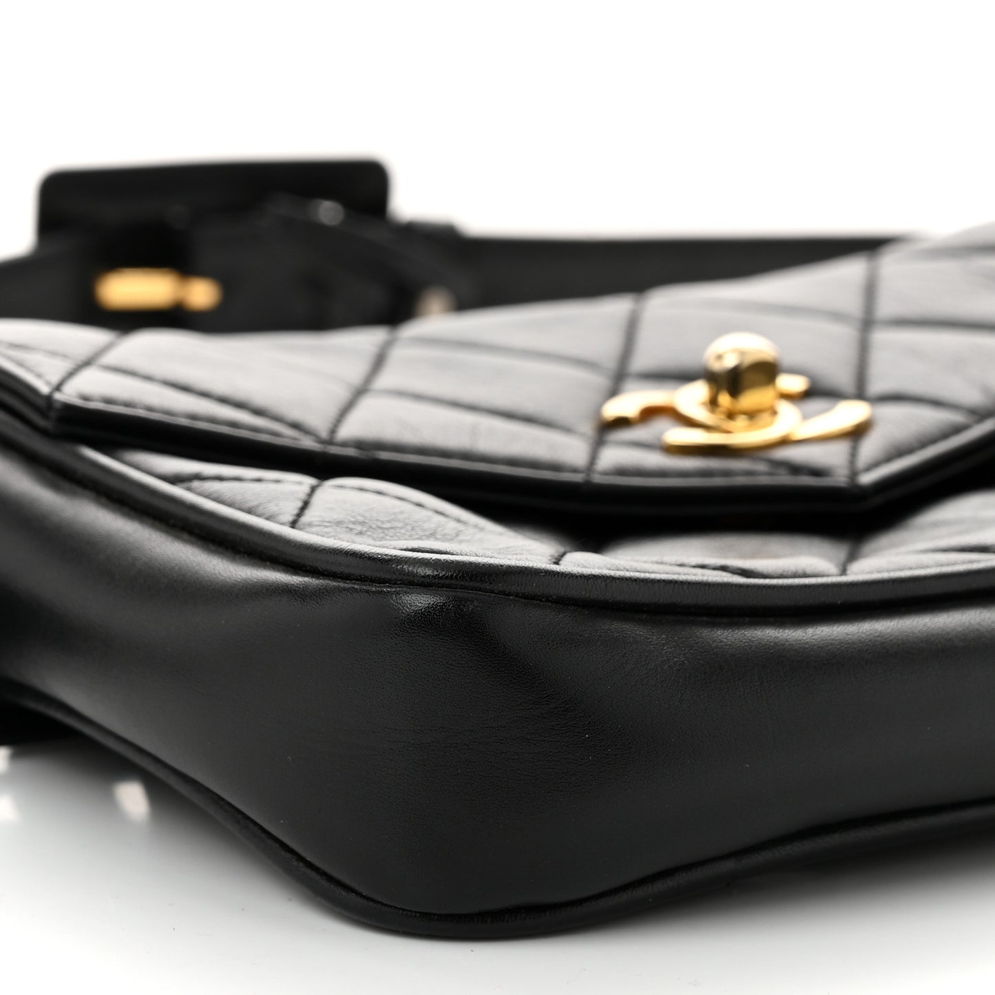 Lambskin Quilted Flap Waist Belt Bag 85 34 Black