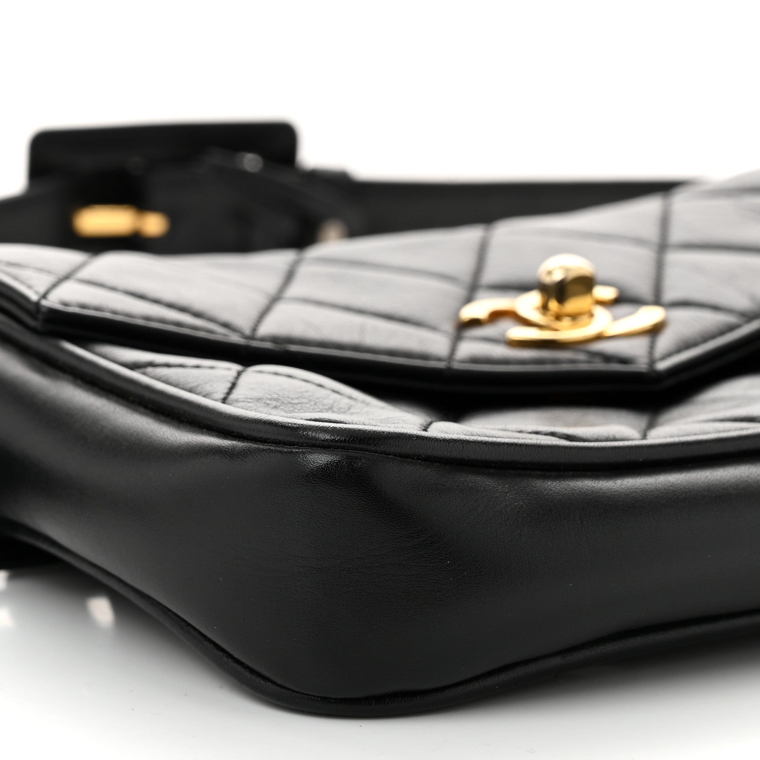 Chanel Lambskin Quilted Flap Waist Belt Bag 85 34 Black 10 of 11