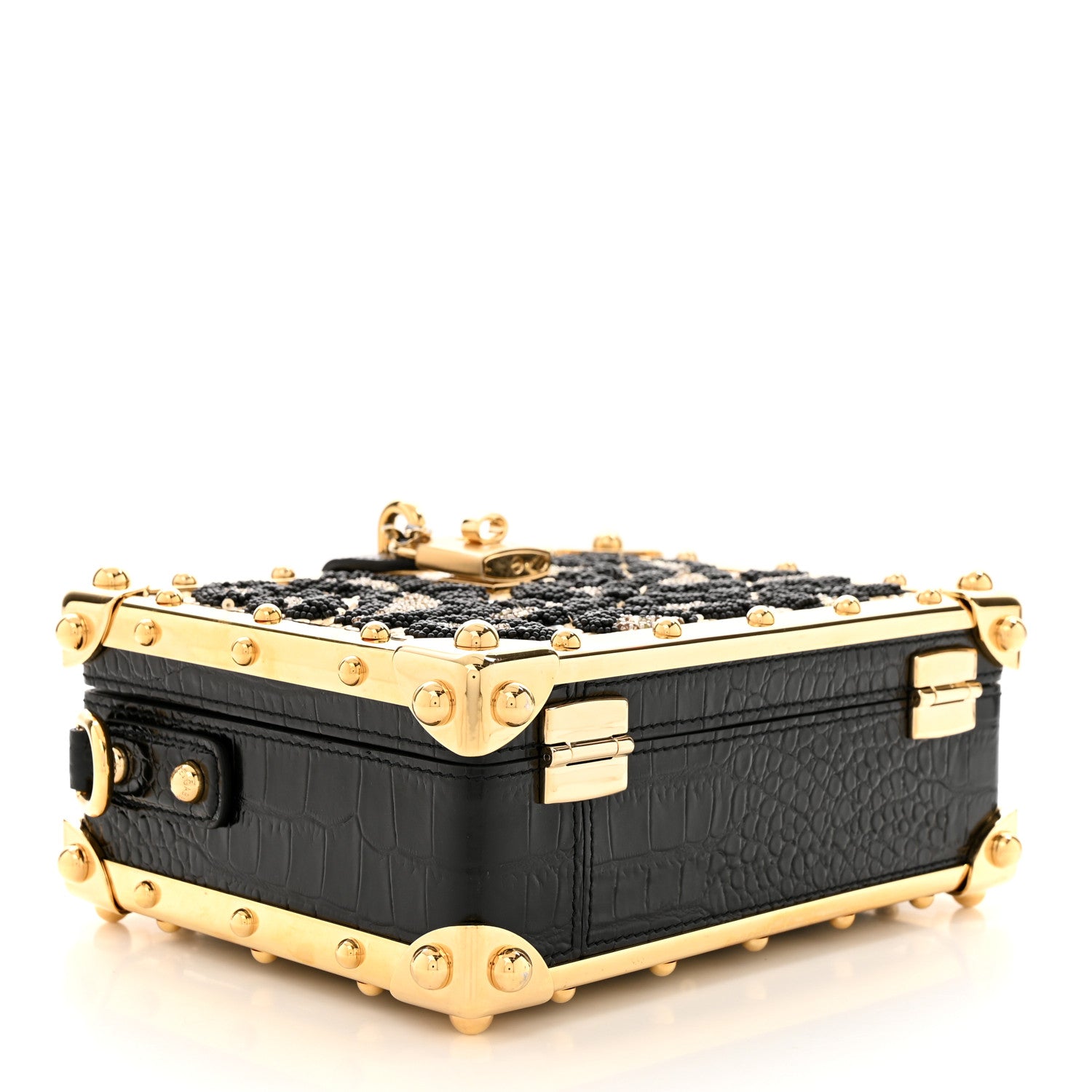 Dolce & Gabbana Satin Sequin Leopard Embellished Box Bag Natural Beige 4 of 11
