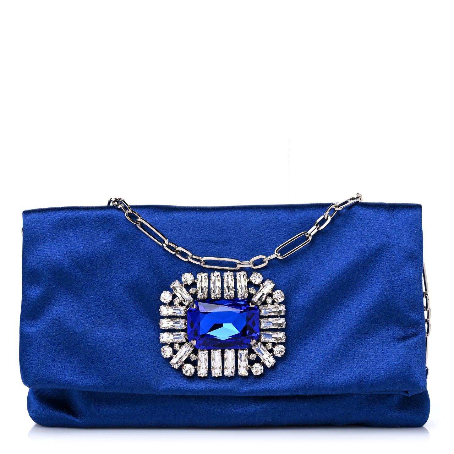 Satin Crystal Titania Clutch Blue