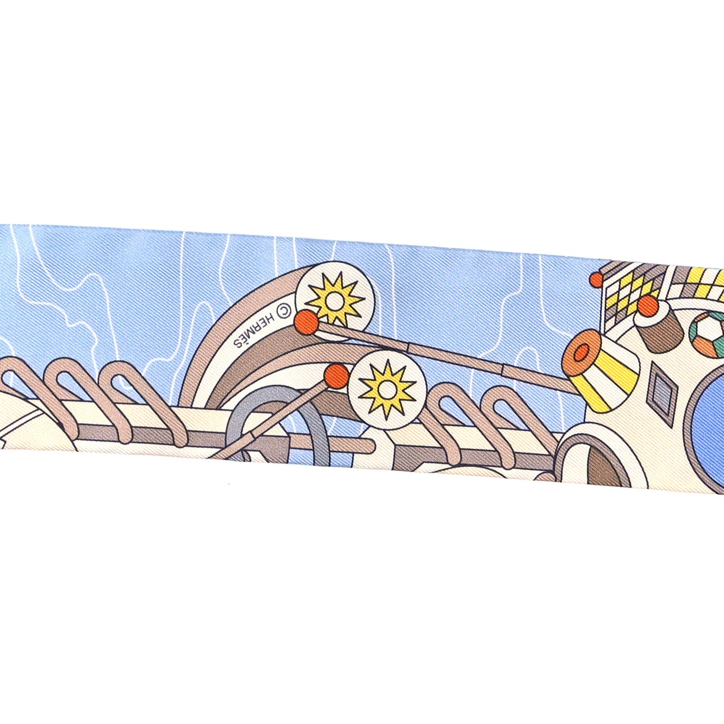 Silk Odyssey Twilly Beige Bleu Ciel Jaune Vif