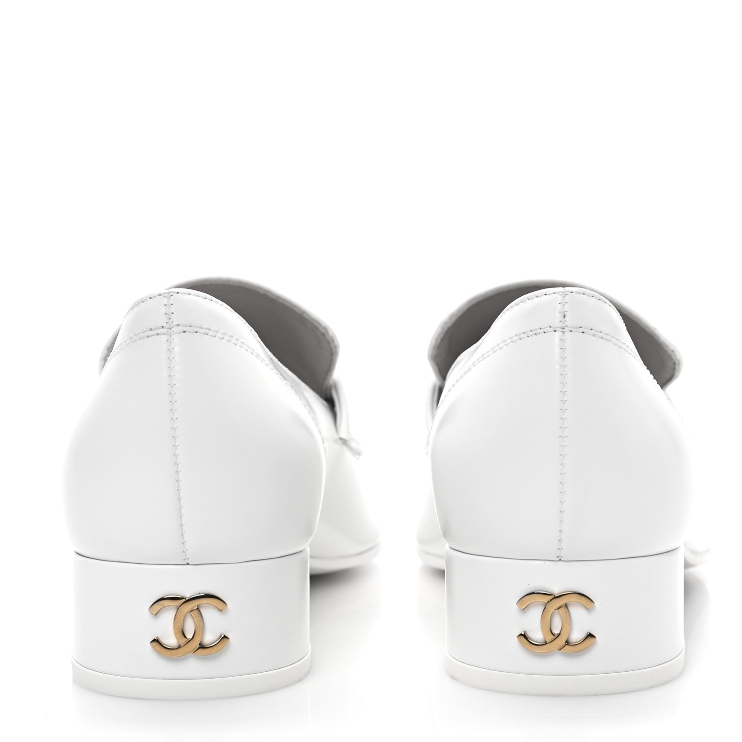 Chanel Shiny Calfskin Logo Loafers 37 White 5 of 10
