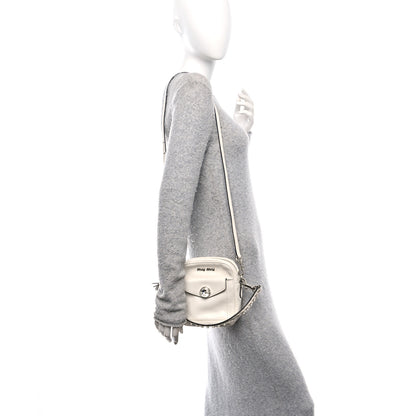 Miu Miu Vitello Soft Calfskin Crystal Embellished Solitaire Camera Bag White 2 of 10