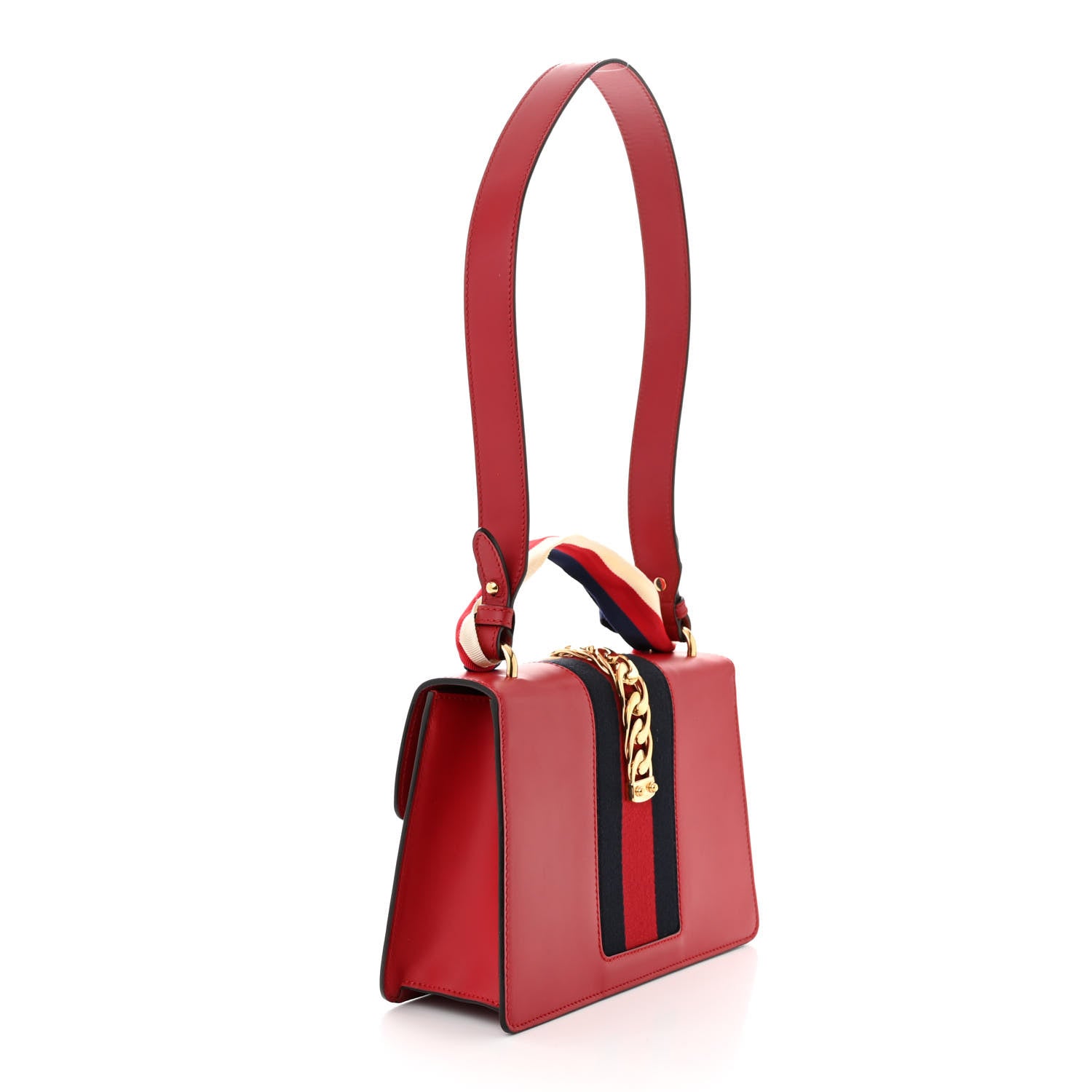 Gucci Calfskin Small Sylvie Shoulder Bag Hibiscus Red 2 of 10