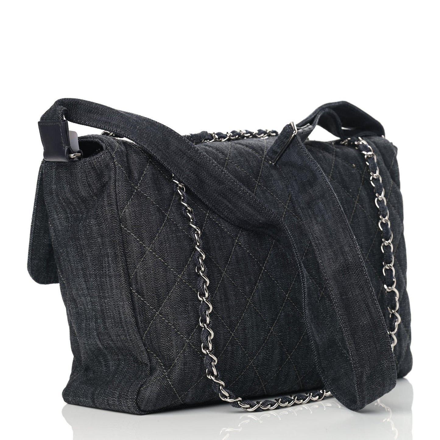 Denim Quilted Stretch Spirit Messenger Bag Dark Blue