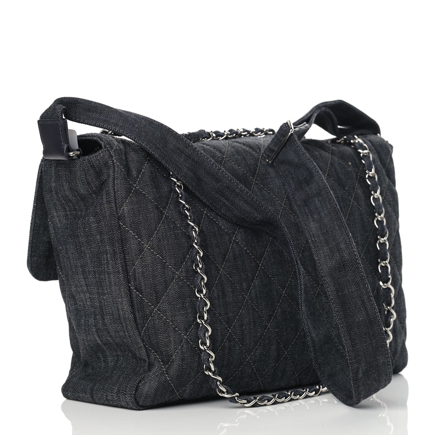 Chanel Denim Quilted Stretch Spirit Messenger Bag Dark Blue 3 of 11