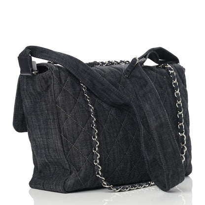 Chanel Denim Quilted Stretch Spirit Messenger Bag Dark Blue 3 of 11