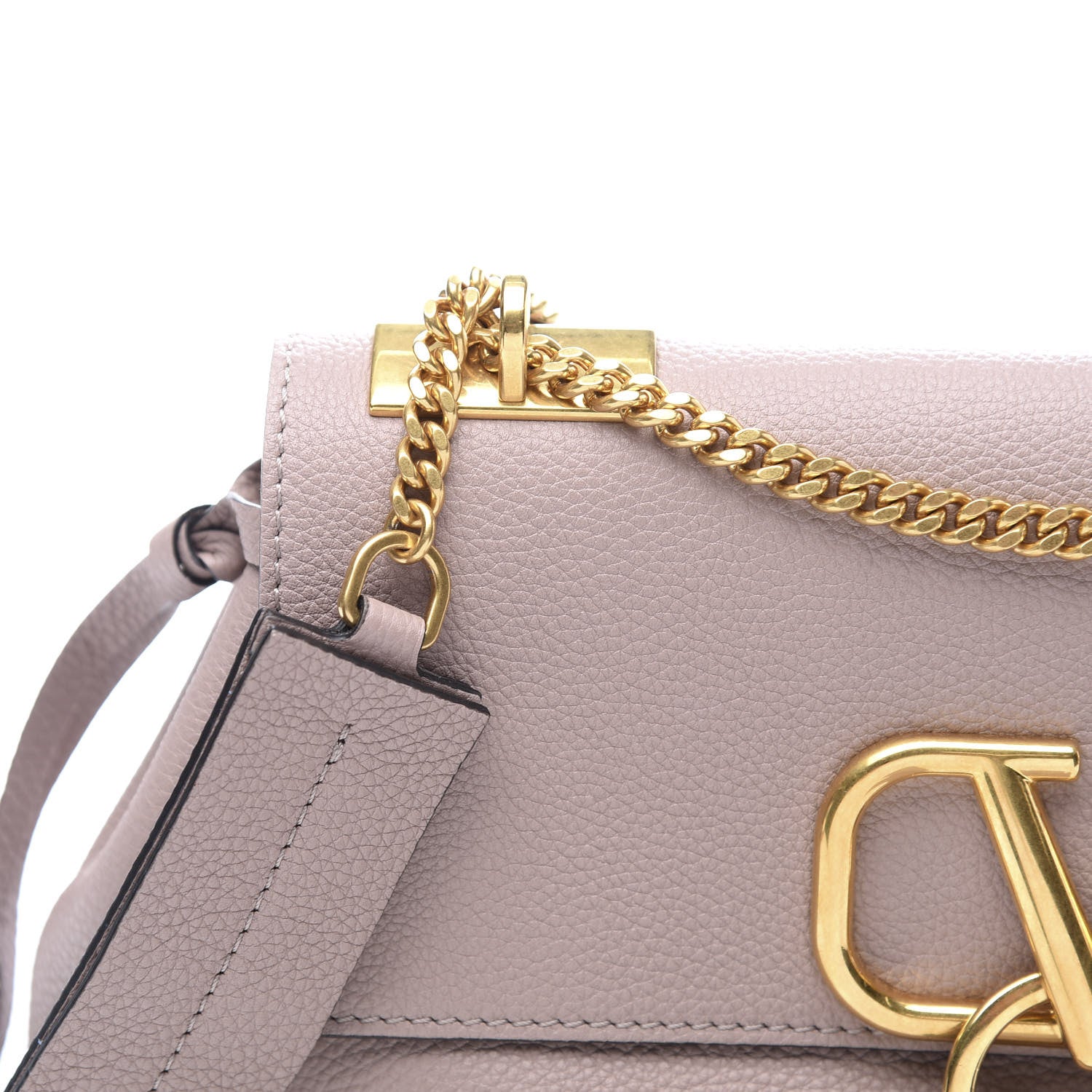Valentino Garavani Grainy Calfskin VRing Chain Crossbody Bag Poudre 8 of 9