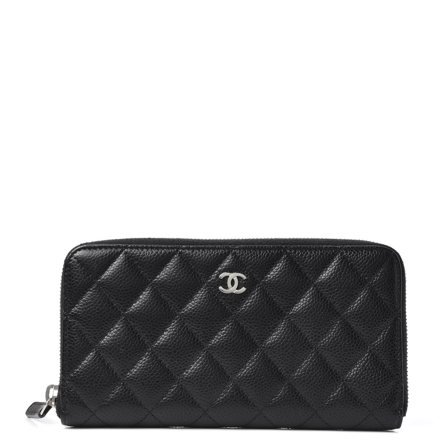 Caviar Quilted Large Gusset Zip Around Wallet Black