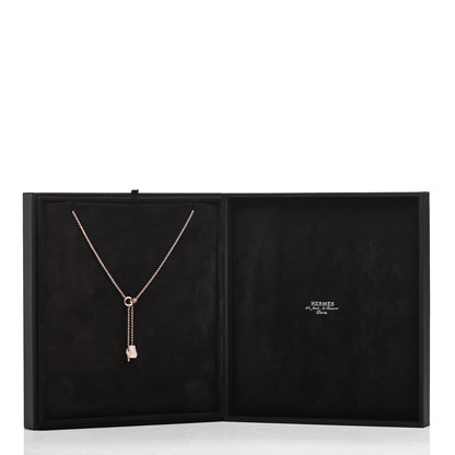 Hermes 18K Rose Gold Diamond PM Kelly Clochette Necklace 5 of 5