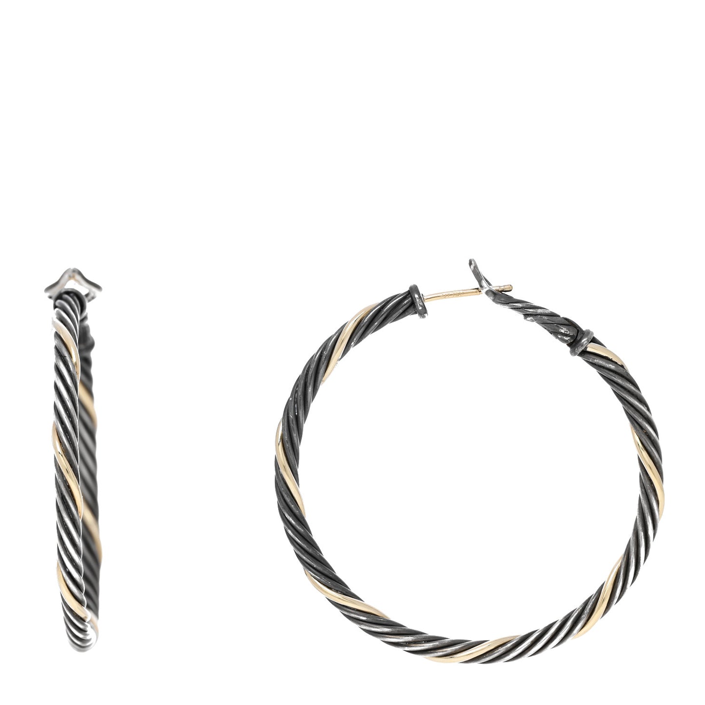 Sterling Silver 18K Yellow Gold Twisted Hoop Earrings