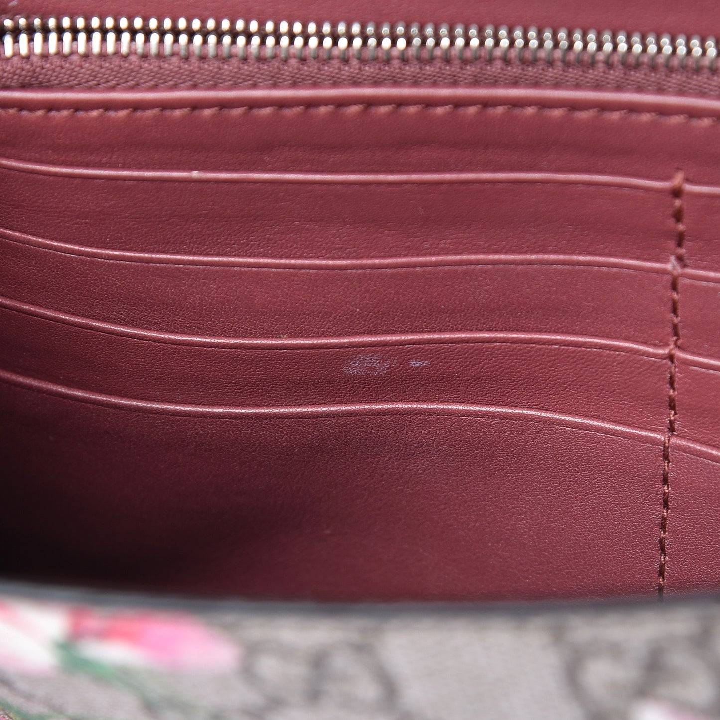 GG Supreme Monogram Blooms Chain Wallet Beige Multicolor Dry Rose