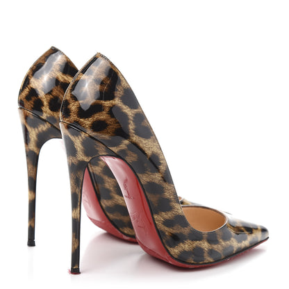 Christian Louboutin Patent Leopardino So Kate 120 Pumps 37 Brown 4 of 7