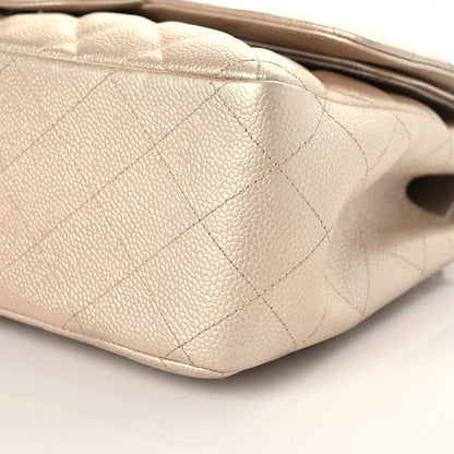Chanel Iridescent Caviar Quilted Jumbo Double Flap Beige 6 of 16