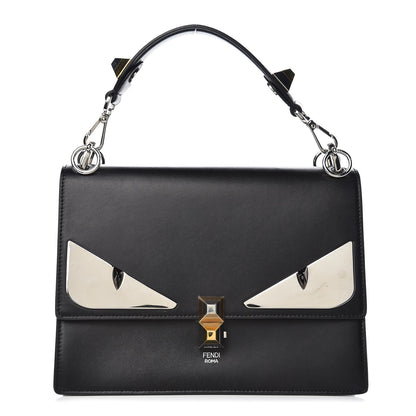 Fendi Vitello Liberty Lucido Metal Monster Eyes Studded Kan I Shoulder Bag Black 1 of 10