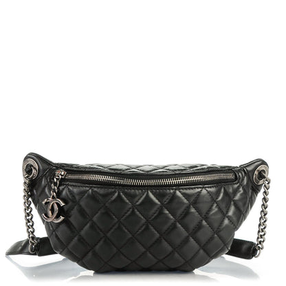 Chanel Lambskin Quilted Banane Waist Bag Fanny Pack Black 1 of 7