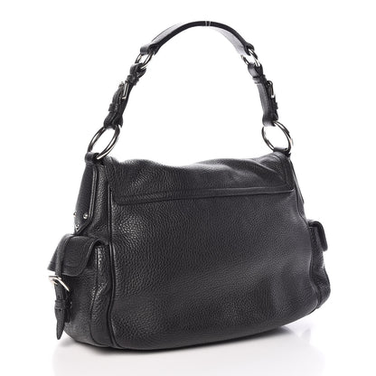 Prada Vitello Daino Shoulder Flap Bag Black 3 of 10