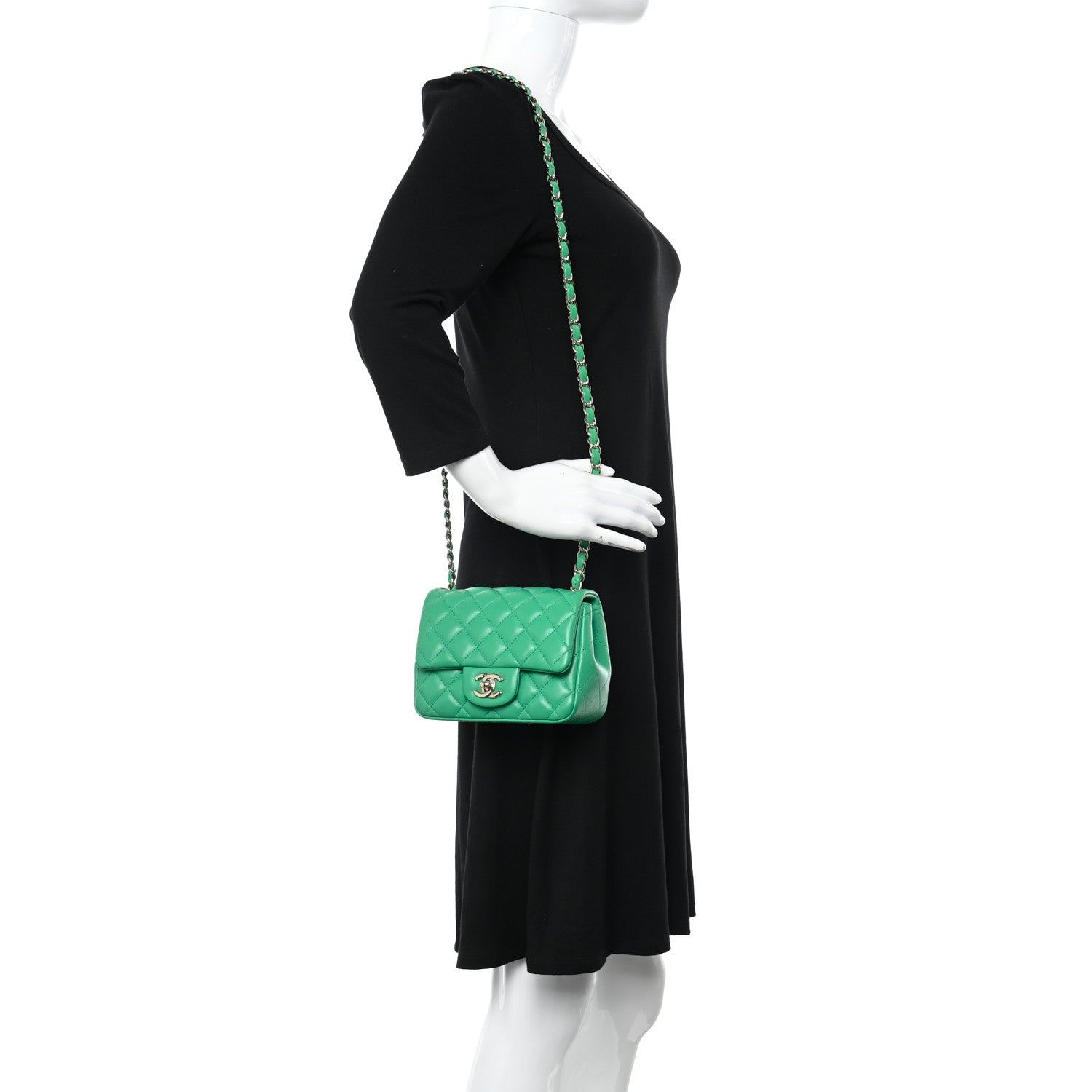 Chanel Lambskin Quilted Mini Square Flap Green 2 of 10