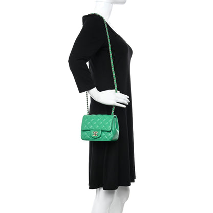Chanel Lambskin Quilted Mini Square Flap Green 2 of 10