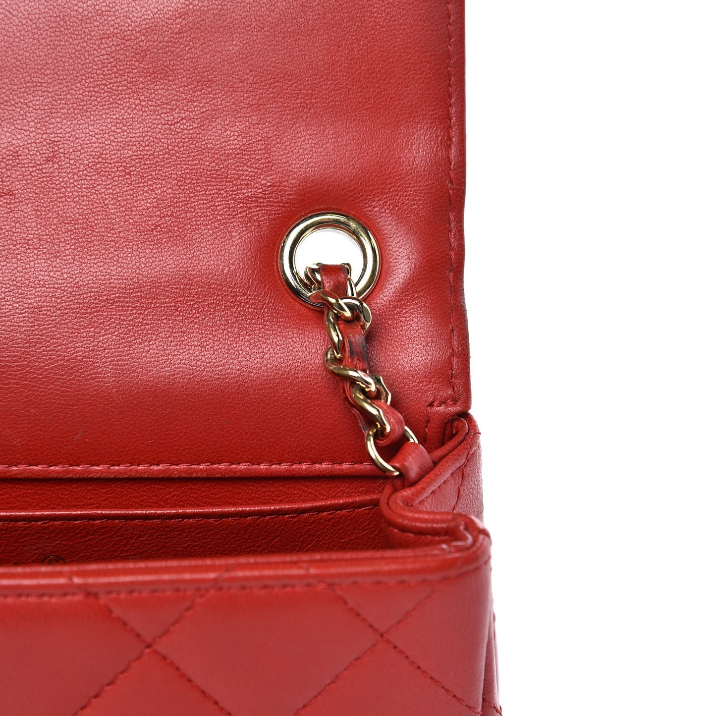 Lambskin Quilted Extra Mini V For Victory Flap Red