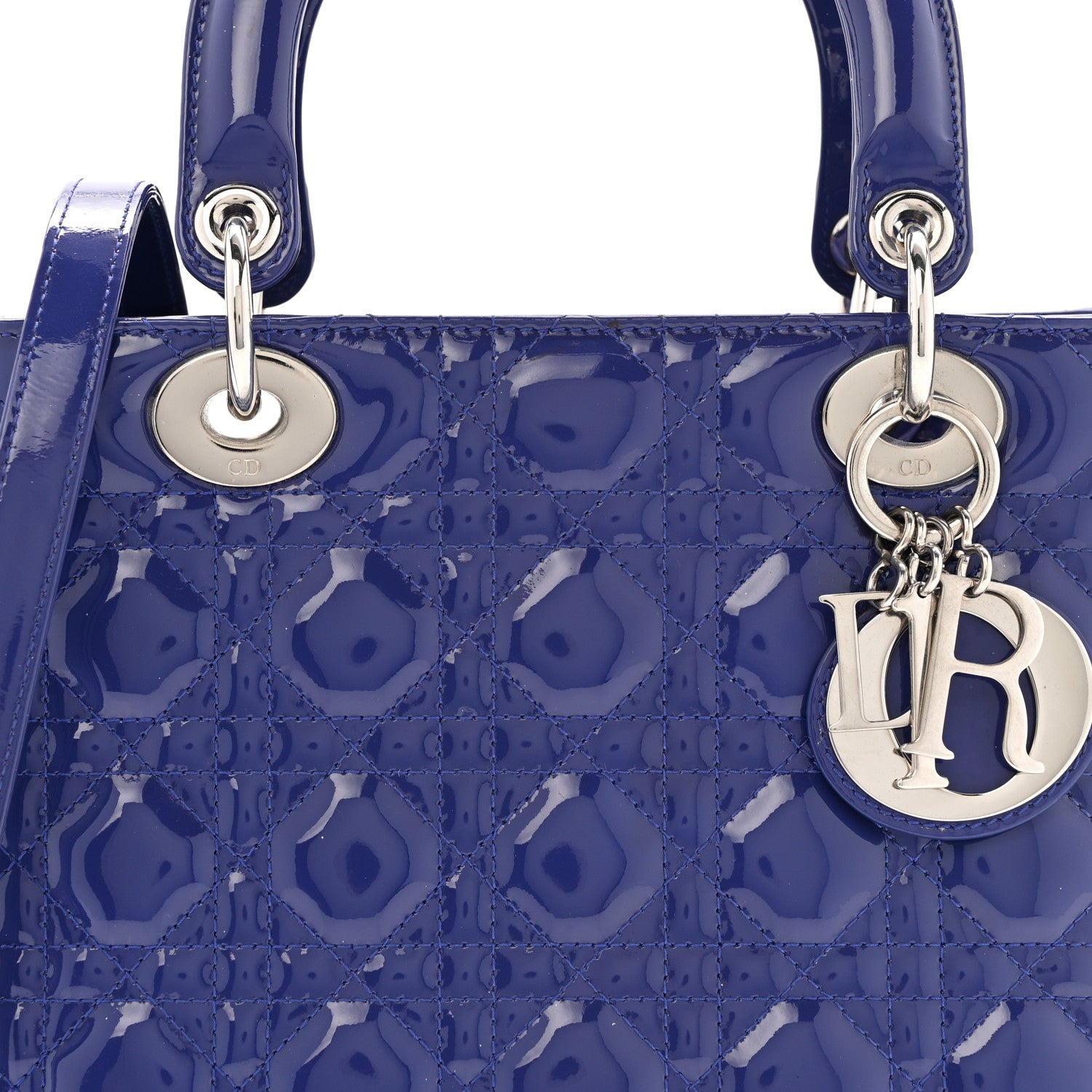 Christian Dior Patent Cannage Medium Lady Dior Blue 8 of 14