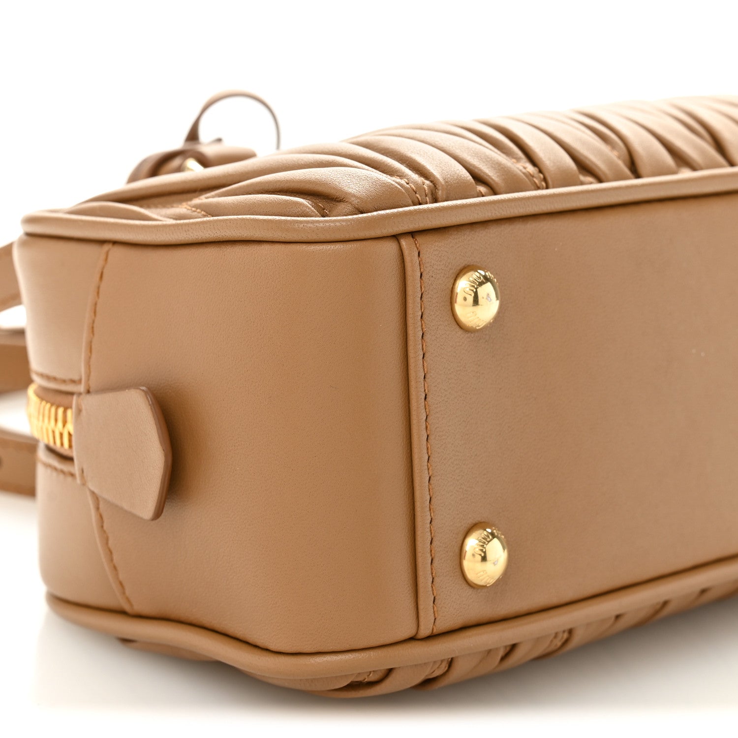 Miu Miu Nappa Matelasse Regular Arcadie Top Handle Bag Caramel 9 of 10