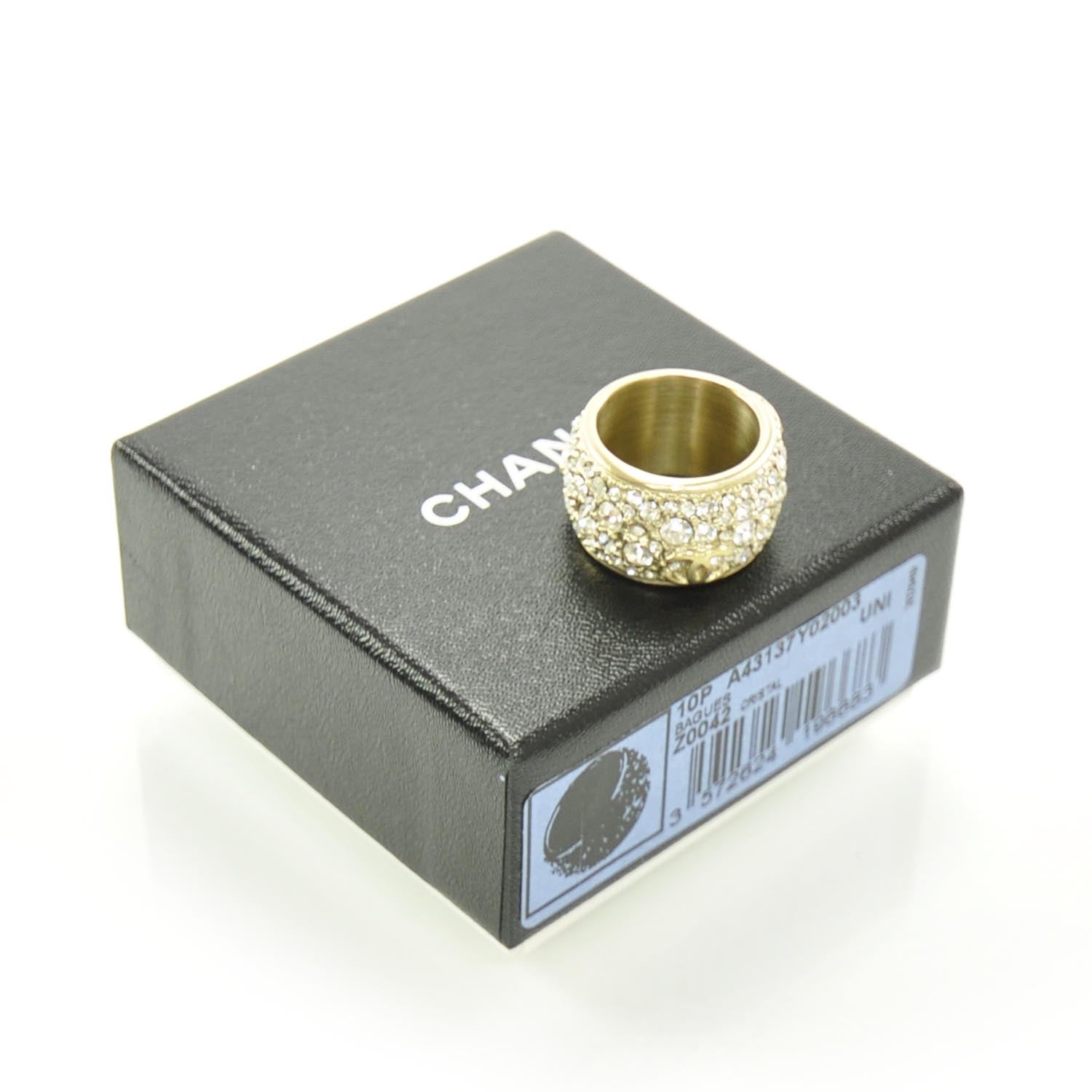 Chanel Crystal CC Ring 6.5 Gold 3 of 5