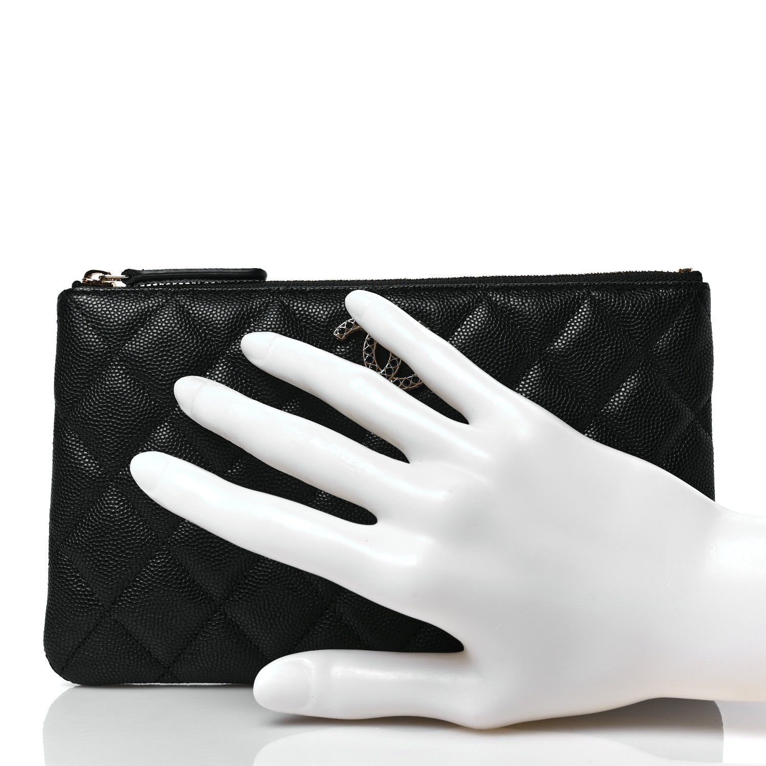 Chanel Shiny Caviar Quilted Strass CC Cosmetic Case Black 2 of 7