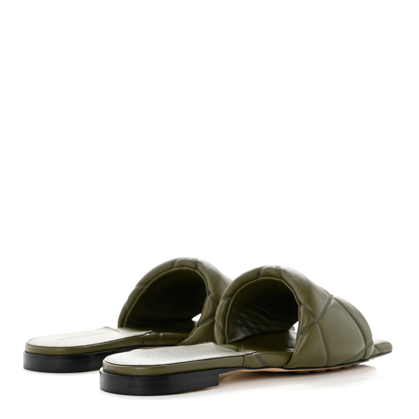 Nappa Quilted Rubber Lido Flat Sandals 36 Khaki