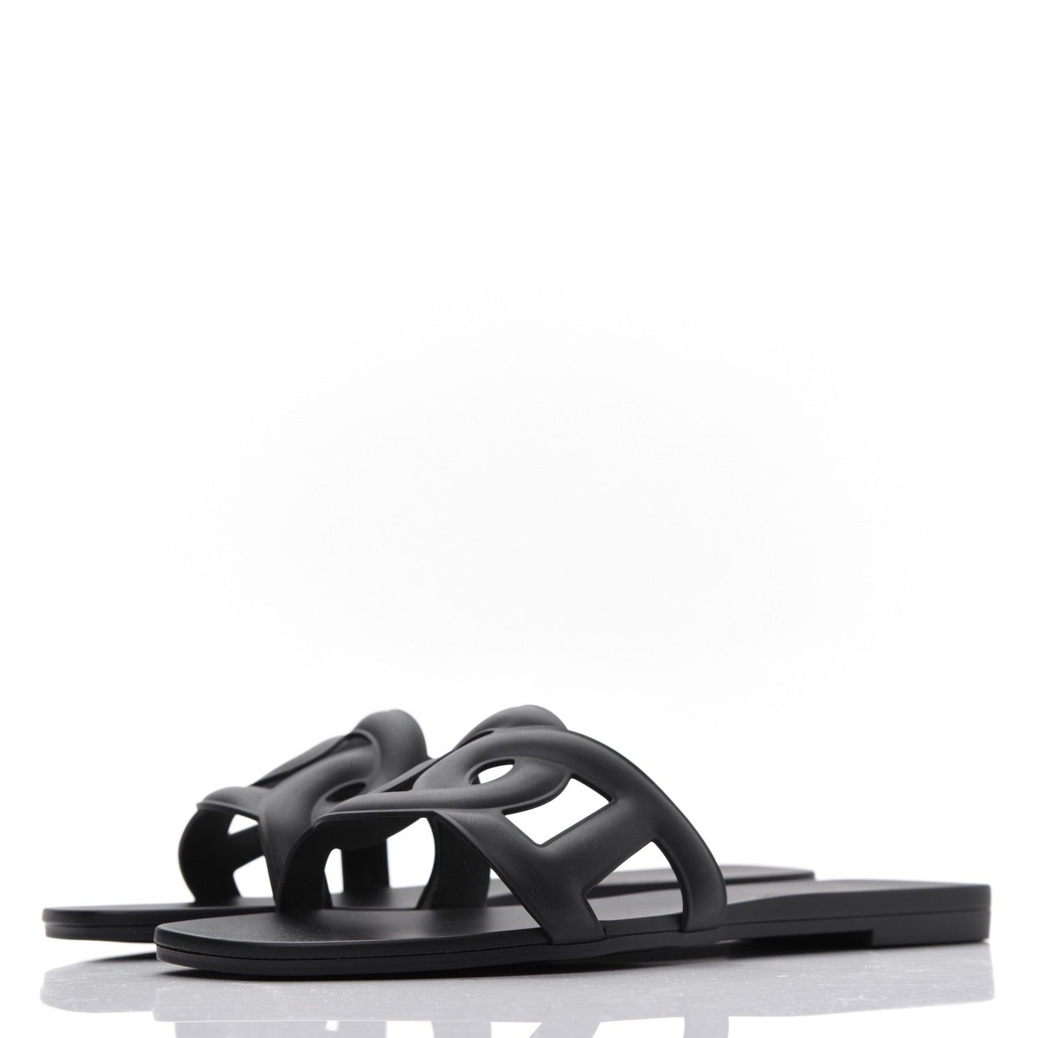 Hermes Rubber Aloha Sandals 39 Black 3 of 8