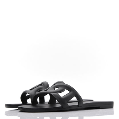 Hermes Rubber Aloha Sandals 39 Black 3 of 8